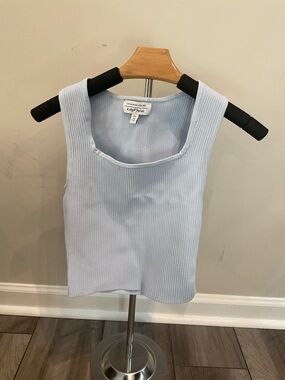 SOLD Light Blue Ribbed Square Neck Cropped  Tank